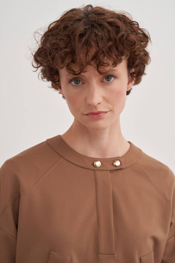 Camel Fermuar Detaylı Spor Sweat - 3