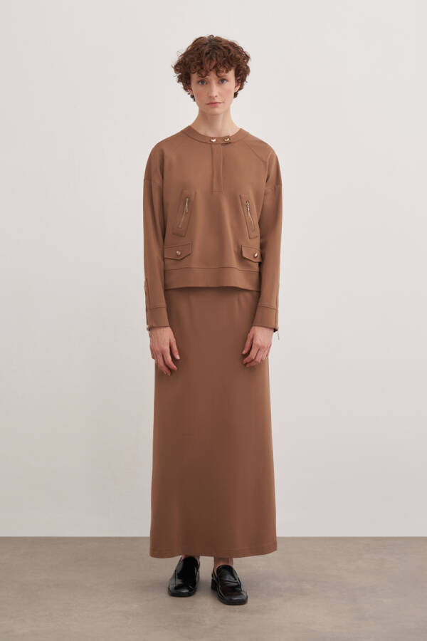 Camel Fermuar Detaylı Spor Sweat - 4