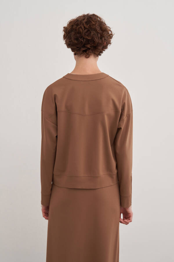 Camel Fermuar Detaylı Spor Sweat - 5