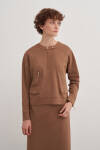 Camel Fermuar Detaylı Spor Sweat 