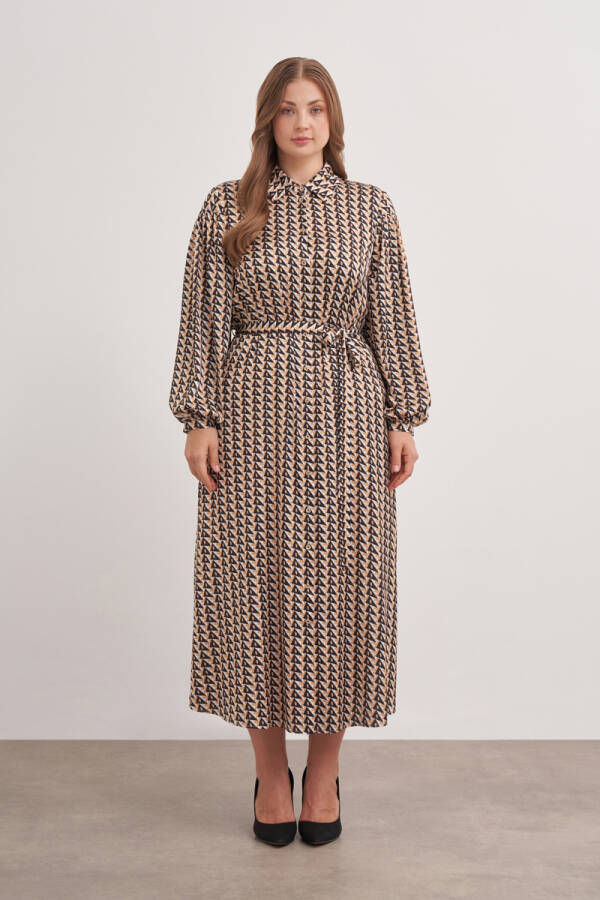 Camel 4638112 Balon Kol Elbise - Aker