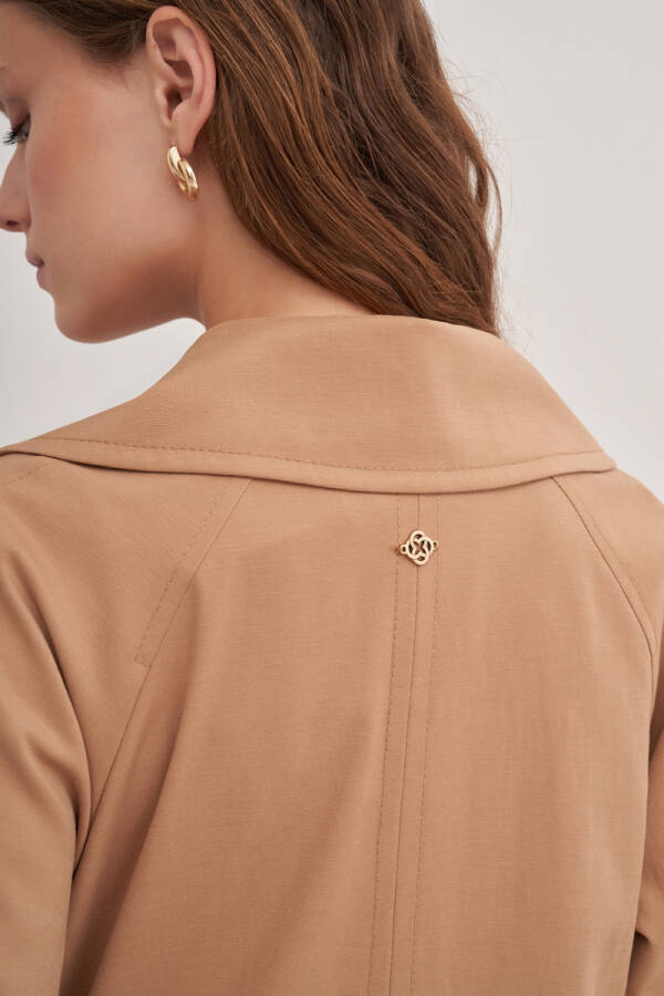 Camel Tek Düğmeli Pardösü - 5