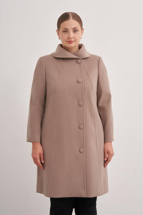 Camel Asimetrik Yaka Kaban - 1