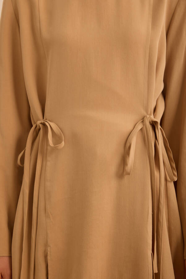 Camel Bağlama Detaylı Beli Lastikli Tencel Tweenset - 5