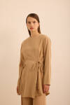 Camel Bağlama Detaylı Beli Lastikli Tencel Tweenset - 3