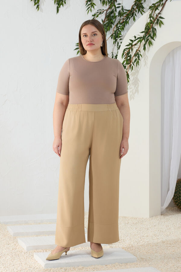 Camel Beli Lastikli Pantolon - Aker (1)