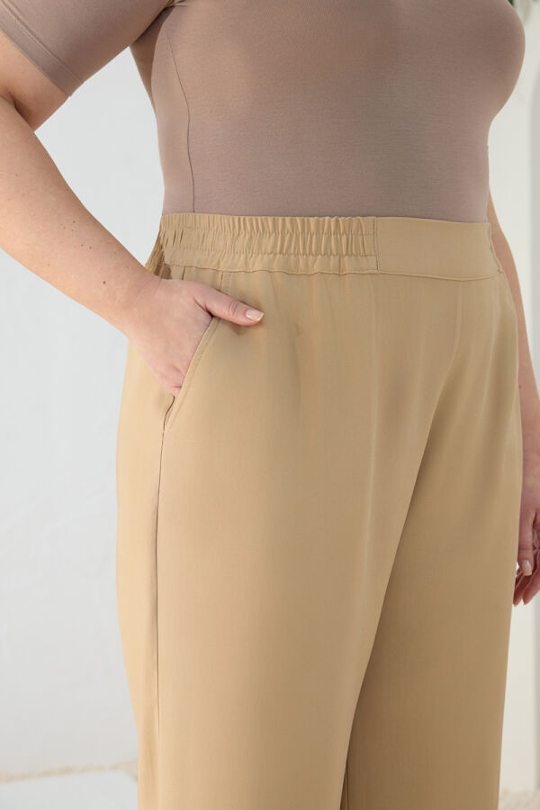 Camel Beli Lastikli Pantolon - 5
