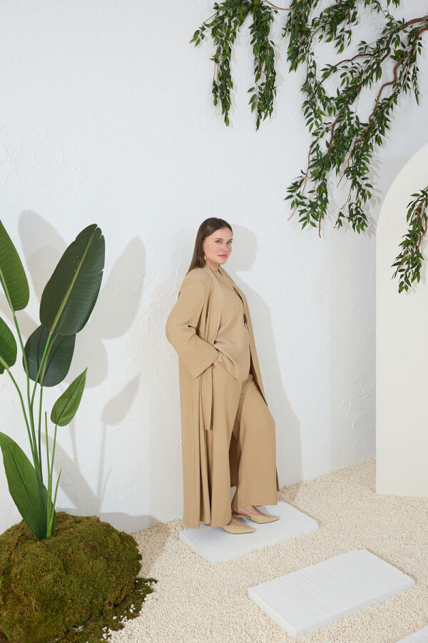 Camel Beli Lastikli Pantolon - Aker