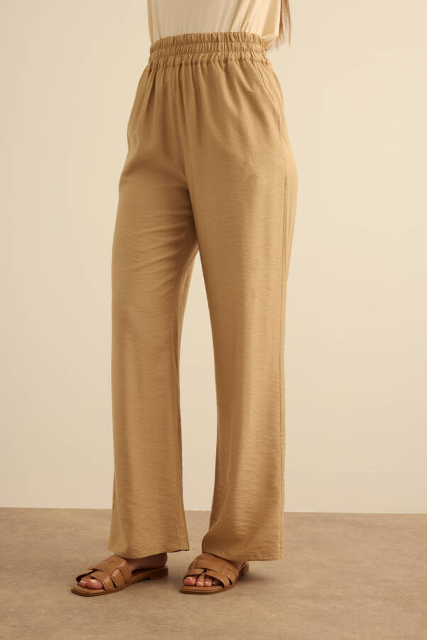Camel Beli Lastikli Viscon Pantolon Etek - 5