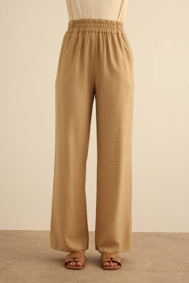 Camel Beli Lastikli Viscon Pantolon Etek - Aker (1)