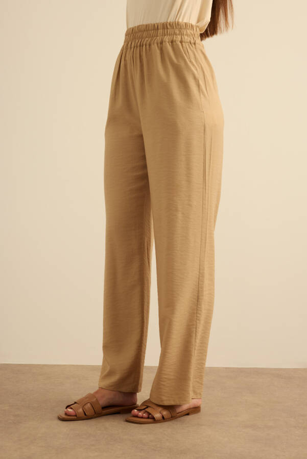 Camel Beli Lastikli Viscon Pantolon Etek - 3