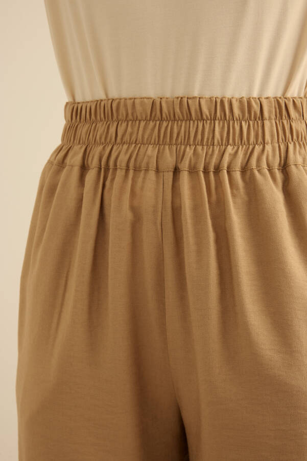 Camel Beli Lastikli Viscon Pantolon Etek - 6