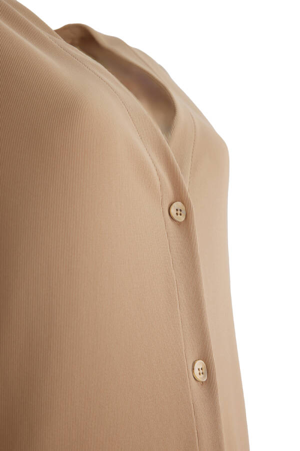 Camel Düğmeli Uzun Hırka - 2