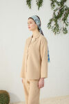 Camel Düşük Omuz Ceket Yaka Pijama Üstü - 4