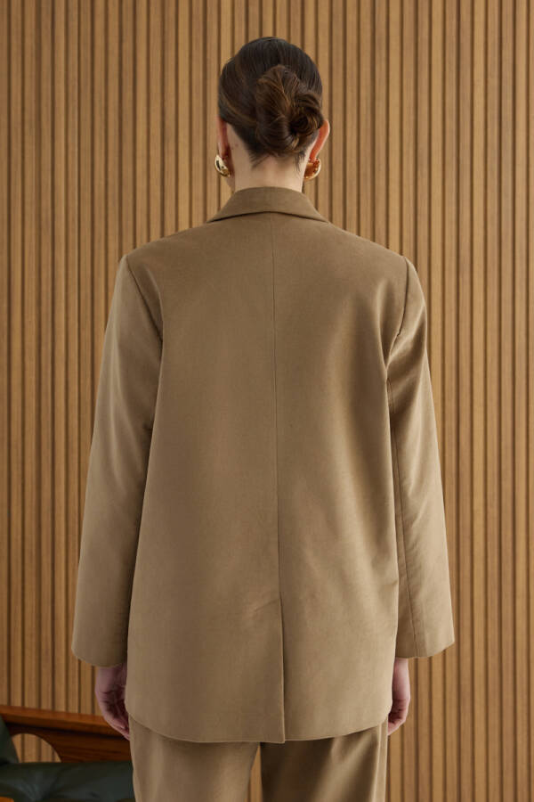 Camel Fitilli Kadife Ceket - 5