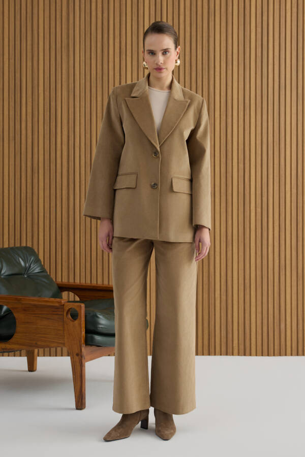 Camel Fitilli Kadife Ceket - 3