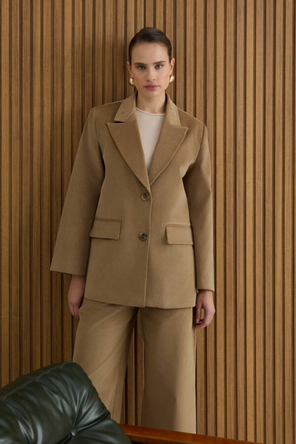 Camel Fitilli Kadife Ceket - Aker