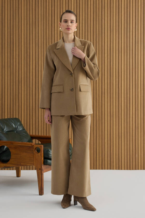 Camel Fitilli Kadife Ceket - Aker (1)