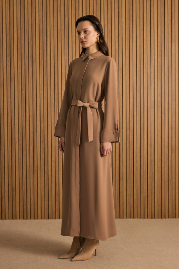 Camel Gömlek Elbise - 4