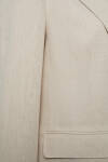 Camel İç Astar Kontrast Keten Ceket - 2