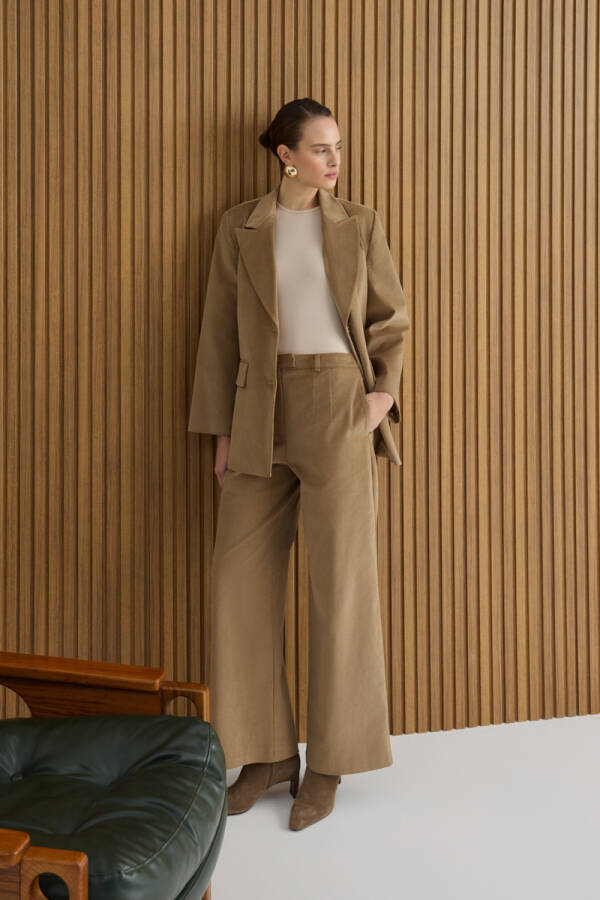 Camel Kadife Pantolon - Aker