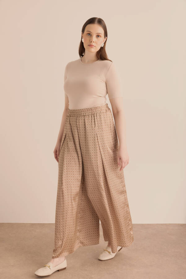 Camel Koza Desen Detaylı Bol Pantolon - 2