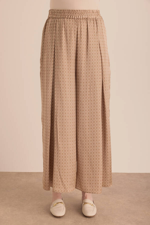 Camel Koza Desen Detaylı Bol Pantolon - 3