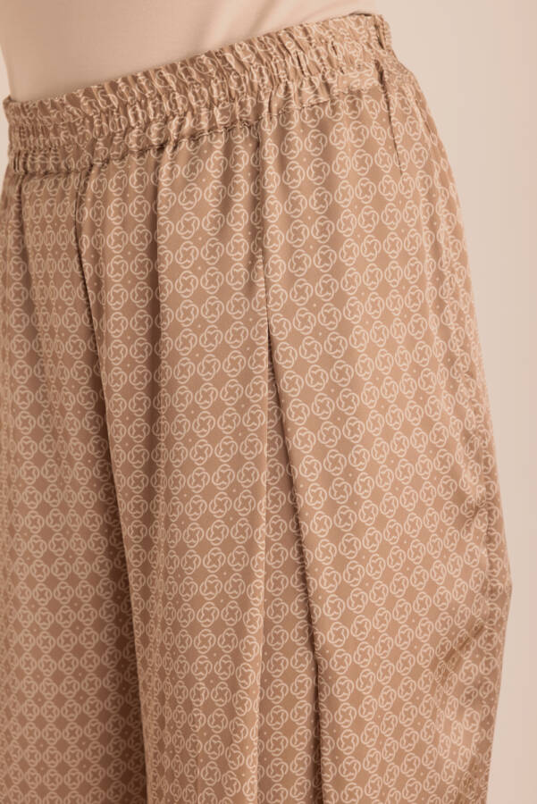 Camel Koza Desen Detaylı Bol Pantolon - 4