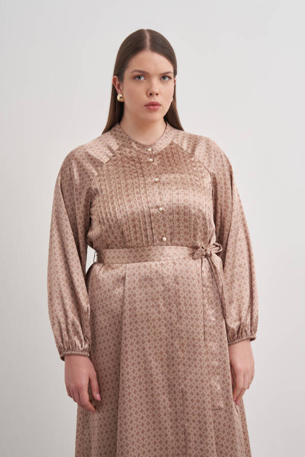Camel Koza Desen Detaylı Elbise - Aker (1)