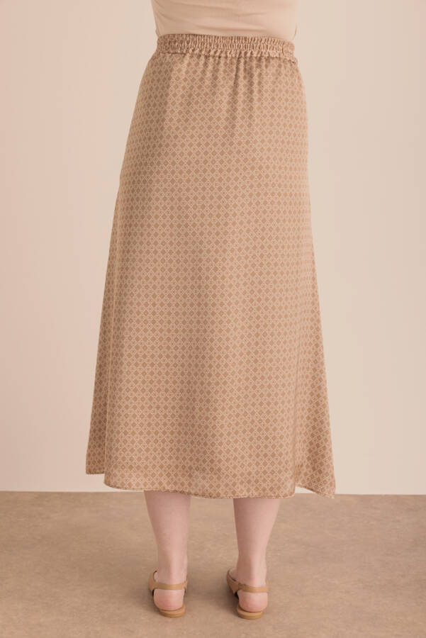 Camel Monogram Desenli Pilikaşe Detaylı Dokuma Etek - 6