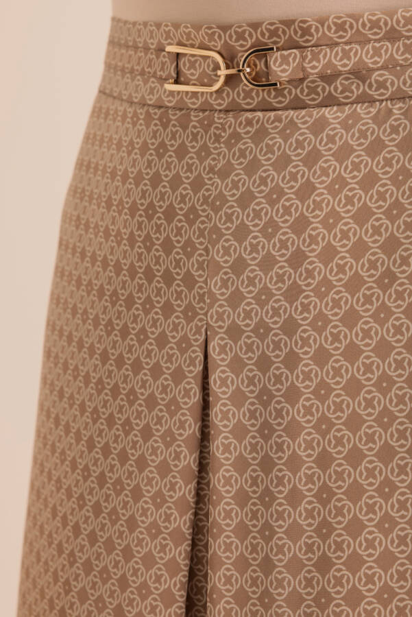 Camel Monogram Desenli Pilikaşe Detaylı Dokuma Etek - 3