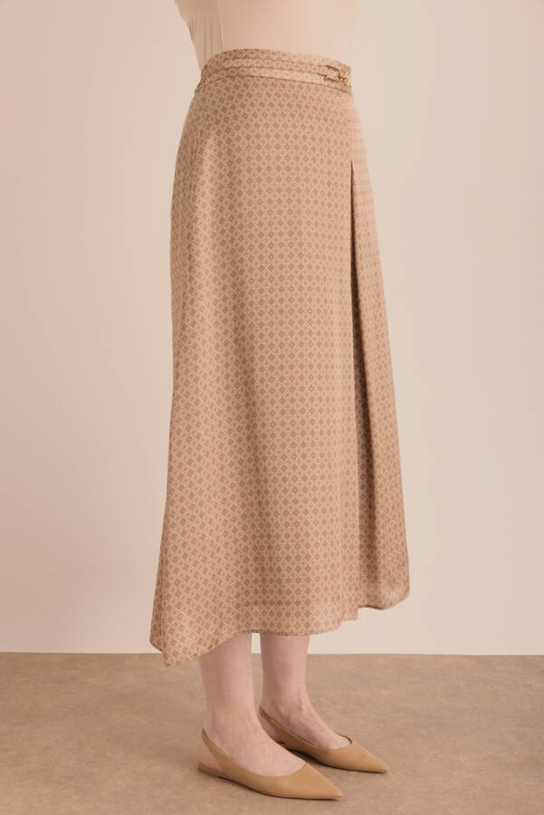 Camel Monogram Desenli Pilikaşe Detaylı Dokuma Etek - 5