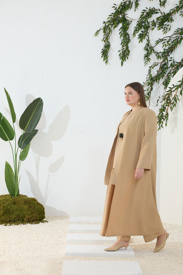 Camel Nakış Detaylı Kimono - 1