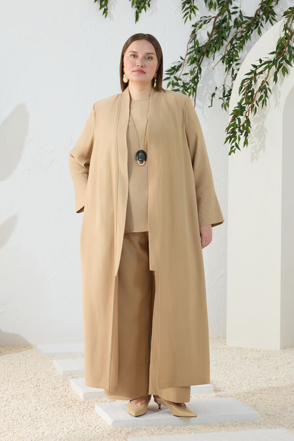 Camel Nakış Detaylı Kimono - 3