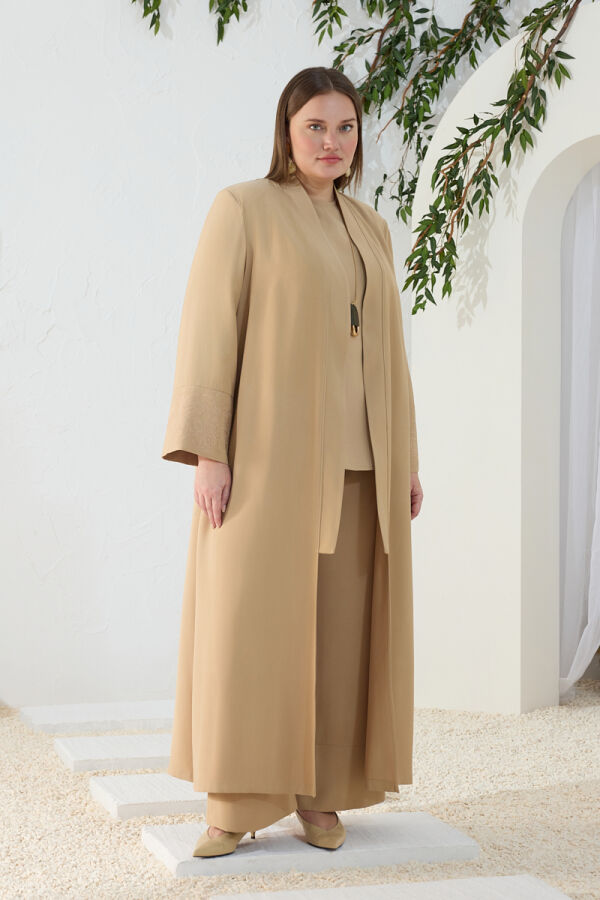 Camel Nakış Detaylı Kimono - 4