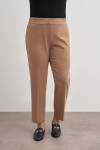 Camel Beli Lastik Detaylı Dokuma Pantolon - 5