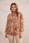 Camel Püskül Detaylı Desenli Bluz - 1