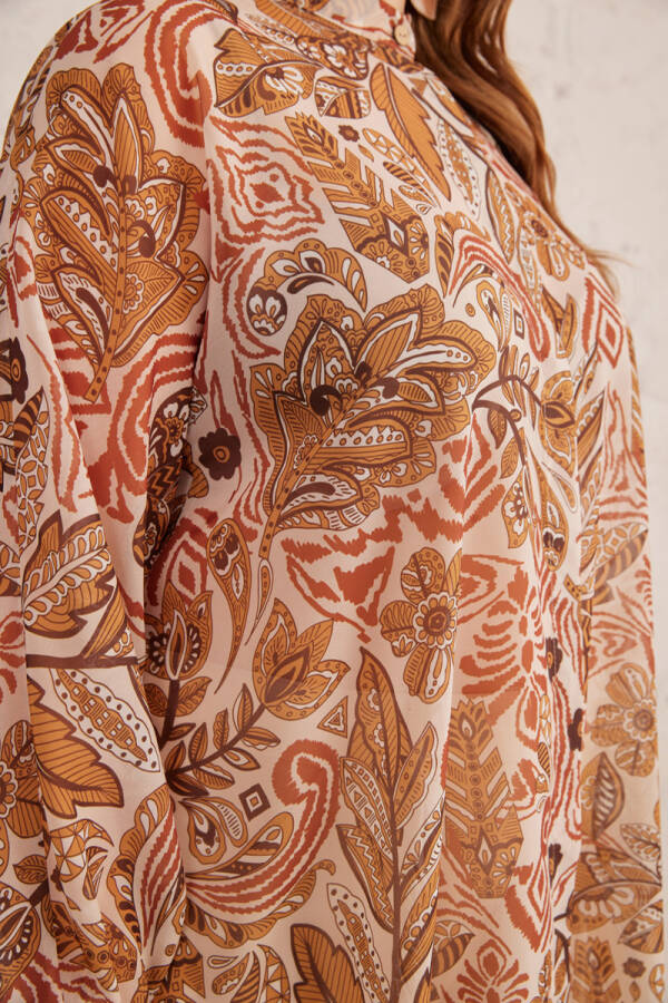 Camel Püskül Detaylı Desenli Tunik - 6
