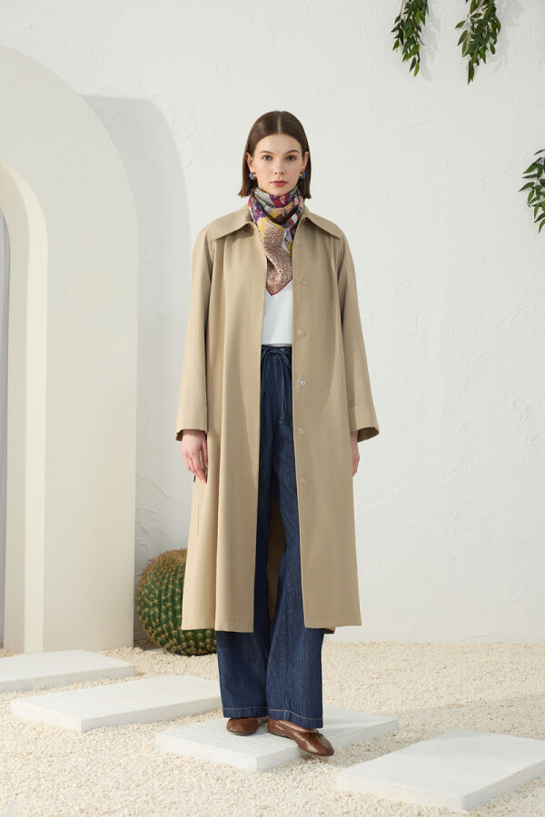 Camel Reglan Kol Muz Yaka Pardösü - 3