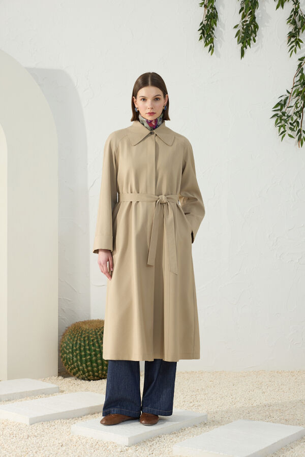 Camel Reglan Kol Muz Yaka Pardösü - 4