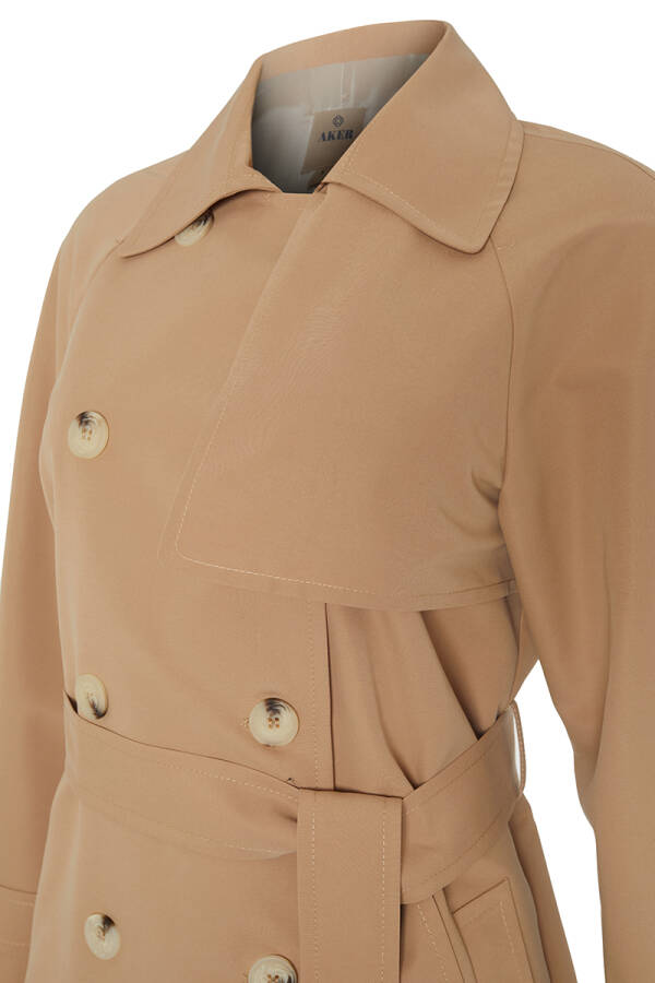 Camel Rüzgarlık Detaylı Kruvaze Kapama Trençkot - Aker (1)