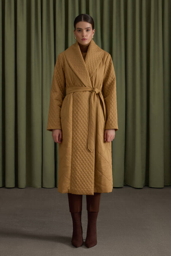 Camel Şal Yaka Kapitone Mont - Aker (1)