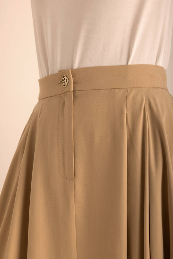 Camel Tencel Evaze Etek - 4