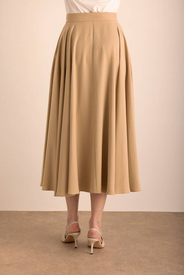 Camel Tencel Evaze Etek - 6