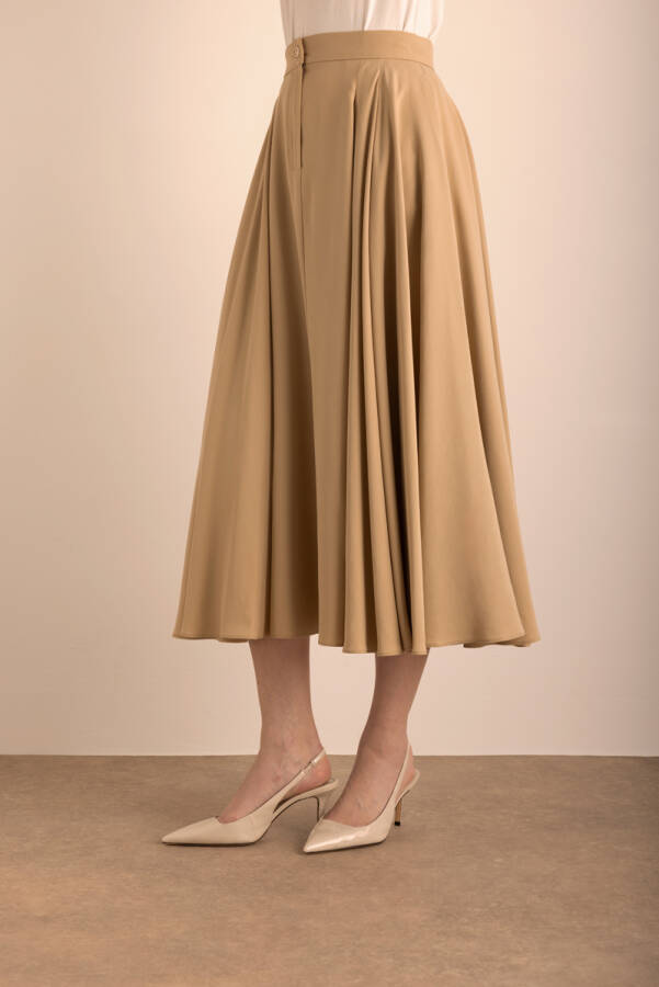 Camel Tencel Evaze Etek - 3