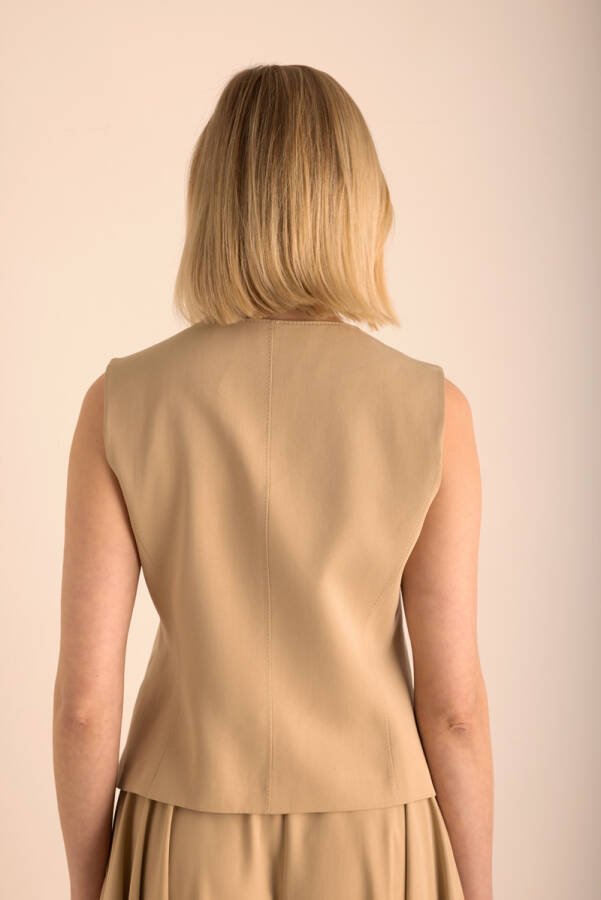 Camel Tencel Yelek - 6