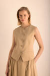 Camel Tencel Yelek - 1