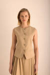 Camel Tencel Yelek - 3