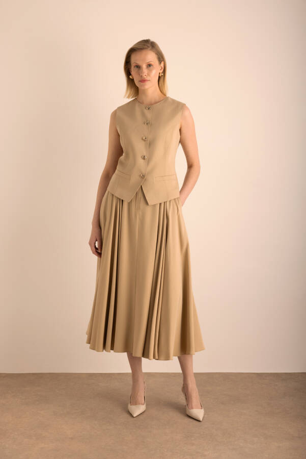 Camel Tencel Yelek - Aker (1)