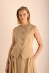 Camel Tencel Yelek - 1